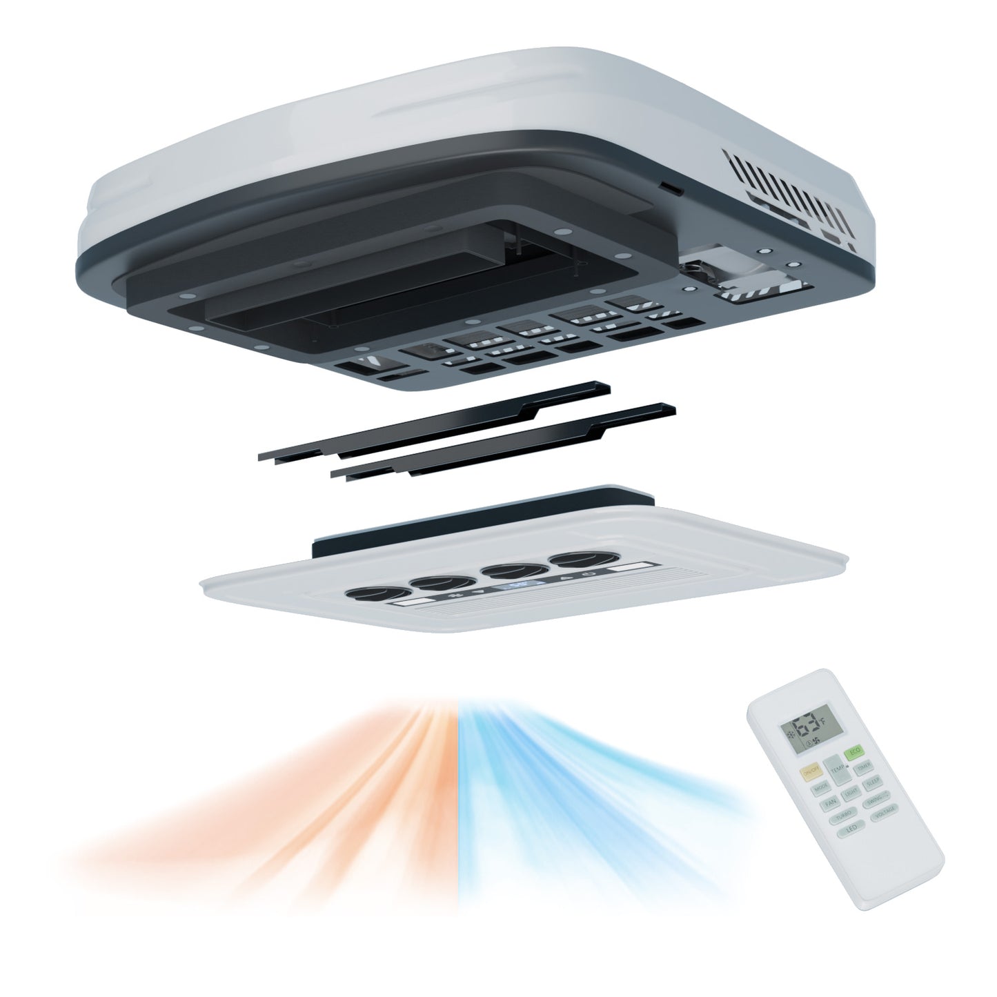 RV Air Conditioner, 12V 10000 BTU Rooftop Air Conditioner with Heater for RVs, Trucks, Vans, Campers, Tractor