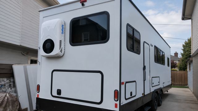 Van Builder Rear-Wall AC Setup That Keeps the Roof Open for 1,300 Watts of Solar