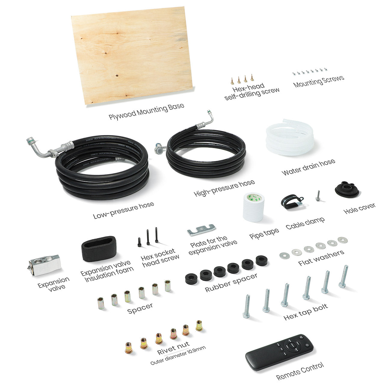 Components for 12V 12000 BTU Mini Split Air Conditioner Unit