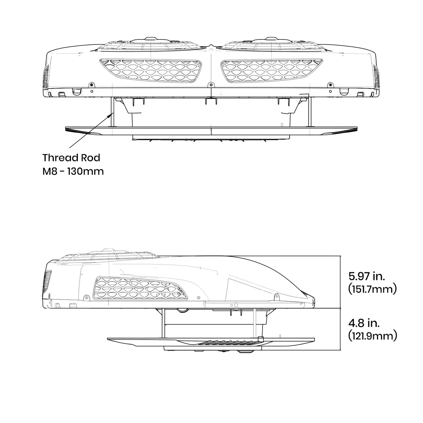 12V Air Conditioner, 13500 BTU Rooftop AC for Semi Truck Bus RV Van Camper, Low Profile RV AC Unit, 12 Volt DC Powered