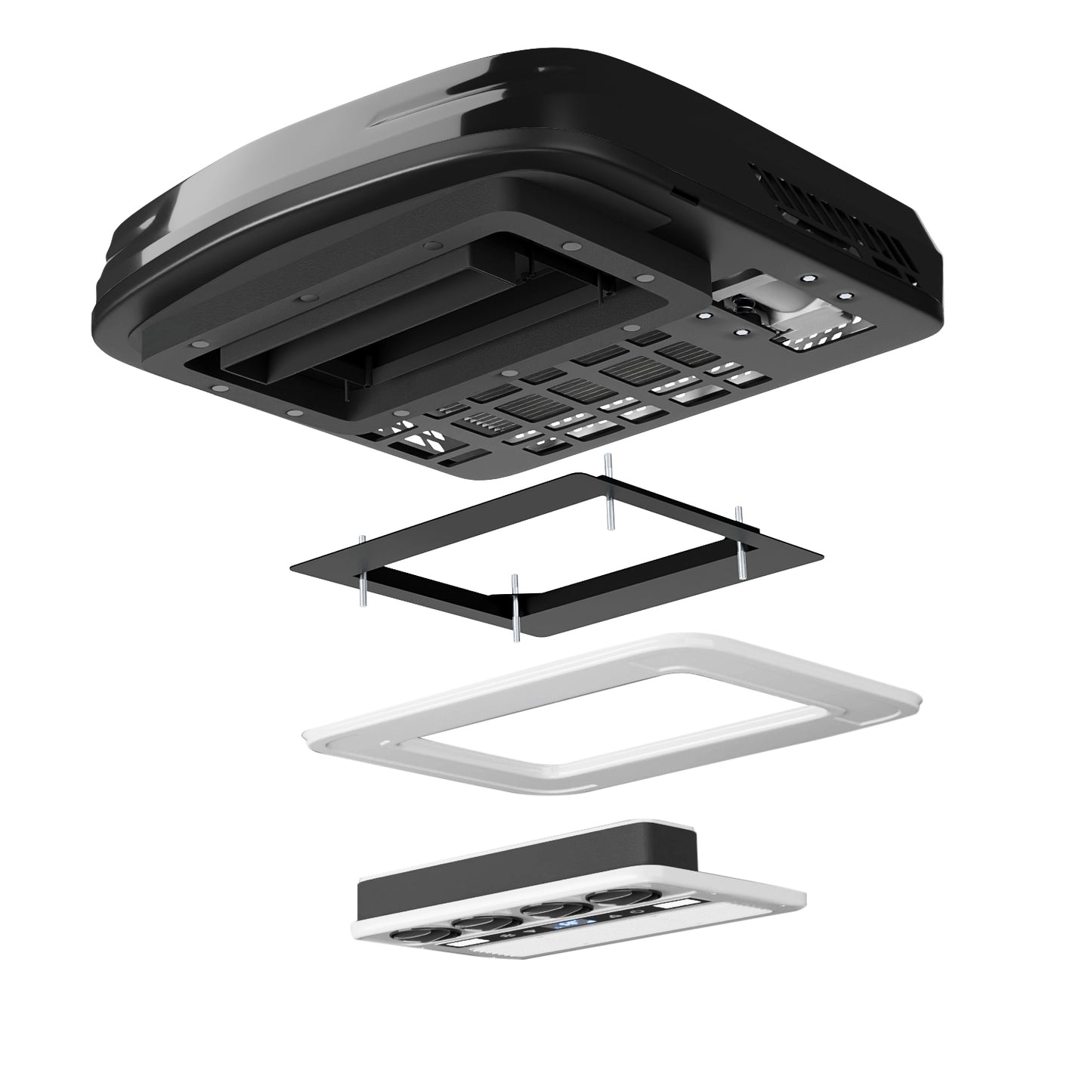 12V Air Conditioner, 10000 BTU Top Mounted Heating and Cooling Parking Air Conditioner Set for RVs, Trucks, Vans, Campers – Now in Black