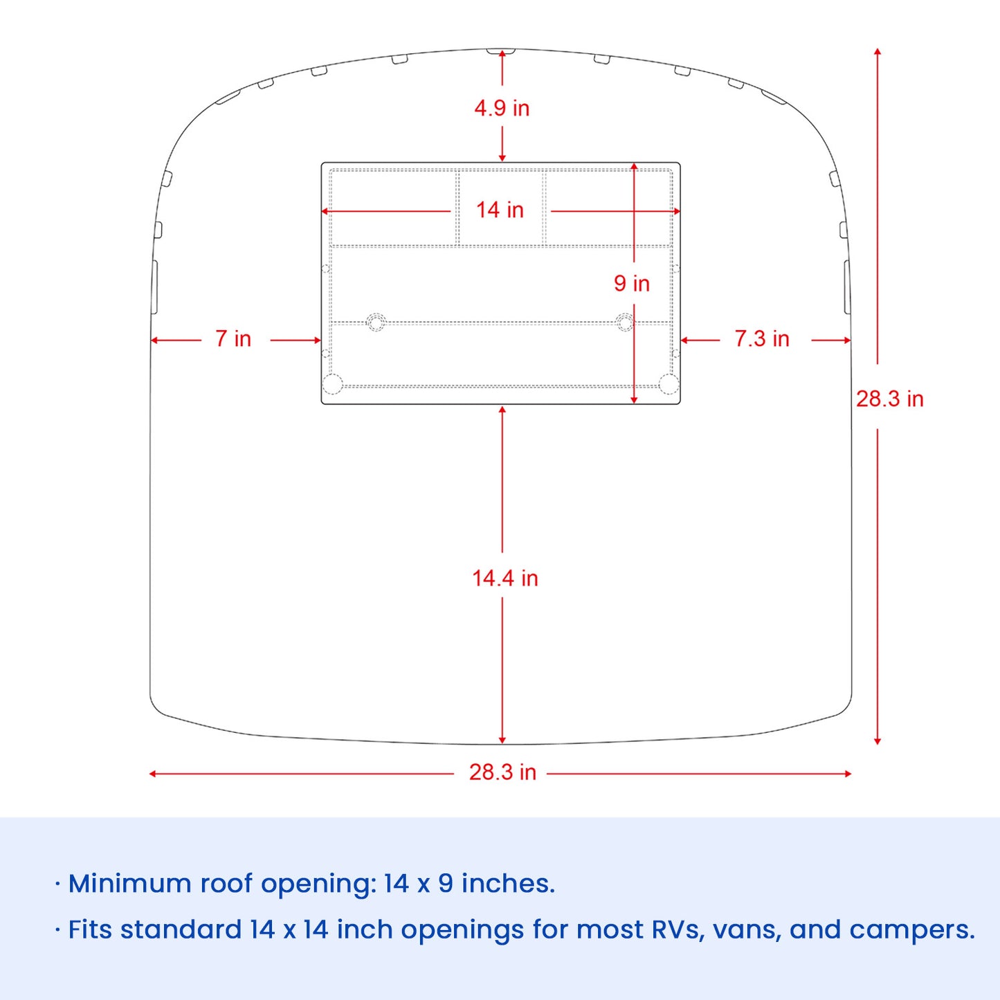 12v ac opening size